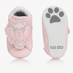 كينزو كيدز-حذاء جلد لون زهري لمرحلة قبل المشي للمولودات | Childrensalon Outlet