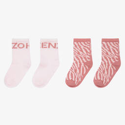 كينزو كيدز-جوارب مزيج قطن لون زهري للمولودات (عدد 2) | Childrensalon Outlet