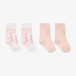 كينزو كيدز-جوارب مزيج قطن محبوك لون زهري (عدد 2) | Childrensalon Outlet