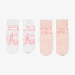 كينزو كيدز-جوارب مزيج قطن محبوك لون زهري (عدد 2) | Childrensalon Outlet