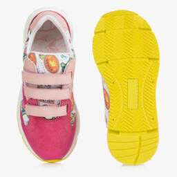 كينزو كيدز-ترينرز بشريط لاصق جلد وشامواه لون زهري للبنات | Childrensalon Outlet