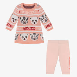 كينزو كيدز-طقم ليغنغز وكنزة قطن لون زهري للمولودات | Childrensalon Outlet