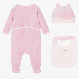 KENZO KIDS-طقم أفرول مطرز قطن قطيفة لون زهري للمولودات | Childrensalon Outlet