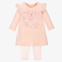 كينزو كيدز-طقم ليغنغز قطن قطيفة لون زهري للمولودات | Childrensalon Outlet