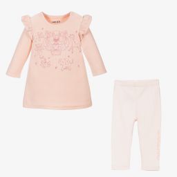 كينزو كيدز-طقم ليغنغز قطن قطيفة لون زهري للمولودات | Childrensalon Outlet