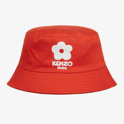 KENZO KIDS-Red Cotton Boke Flower Bucket Hat | Childrensalon Outlet