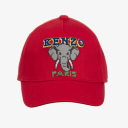 كينزو كيدز-كاب قطن تويل لون أحمر | Childrensalon Outlet