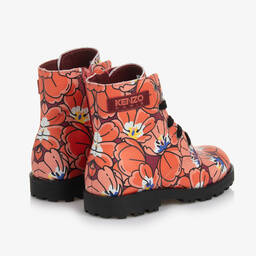 KENZO KIDS-Red & Pink Floral Leather Boots | Childrensalon Outlet