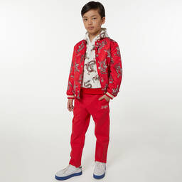 KENZO KIDS-جاكيت بوجهين ساتان تويل لون أحمر | Childrensalon Outlet