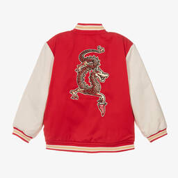 KENZO KIDS-جاكيت بوجهين ساتان تويل لون أحمر | Childrensalon Outlet