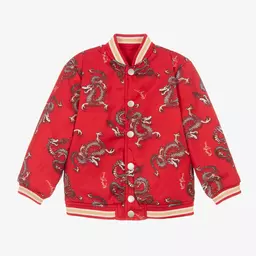 KENZO KIDS-جاكيت بوجهين ساتان تويل لون أحمر | Childrensalon Outlet