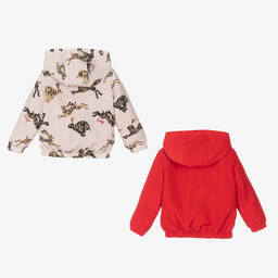 KENZO KIDS-جاكيت واقي من الرياح بوجهين لون أحمر وعاجي | Childrensalon Outlet