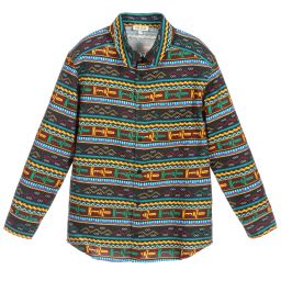 KENZO KIDS-قميص قطن لون أسود بطبعة ملونة للمراهقين | Childrensalon Outlet