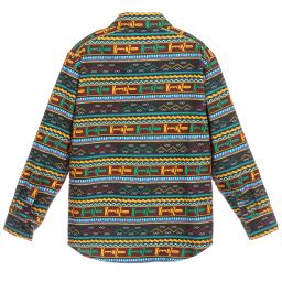 KENZO KIDS-قميص قطن لون أسود بطبعة ملونة للمراهقين | Childrensalon Outlet