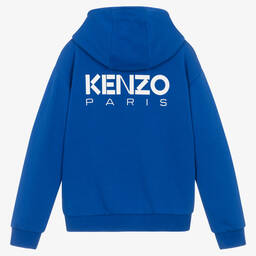 KENZO KIDS-Teen Blue Cotton Boke Flower Hoodie | Childrensalon Outlet