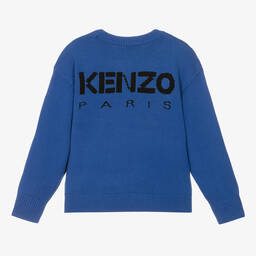 KENZO KIDS-Teen Blue Cotton Knit Boke Flower Sweater | Childrensalon Outlet