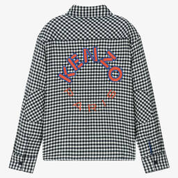 كينزو كيدز-قميص مزيج قطن وفيسكوز كاروهات لون كحلي تينز | Childrensalon Outlet