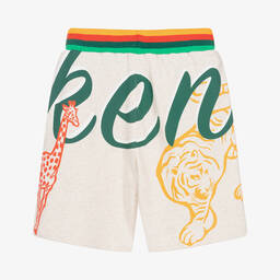 KENZO KIDS-Бежевые шорты с дикими животными | Childrensalon Outlet