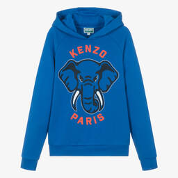كينزو كيدز-توب هودي بطبعة الفيل قطن لون أزرق للمراهقين | Childrensalon Outlet