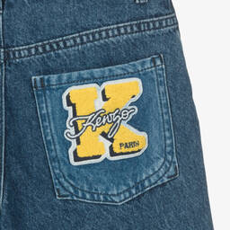 KENZO KIDS-Teen Boys Blue Embroidered Denim Shorts | Childrensalon Outlet