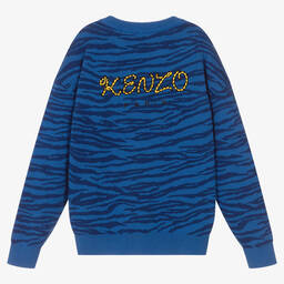 KENZO KIDS-Teen Boys Blue Knitted Tiger Sweater | Childrensalon Outlet