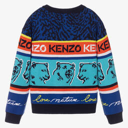 KENZO KIDS-Teen Boys Blue Logo Sweater | Childrensalon Outlet