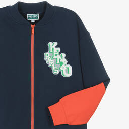 KENZO KIDS-توب بسحّاب تينز ولادي قطن لون كحلي | Childrensalon Outlet