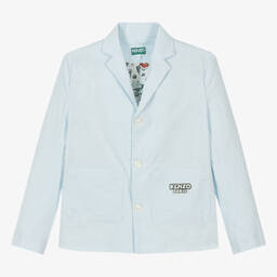 كينزو كيدز-جاكيت بلايزر مزيج قطن مقلم لون عاجي للمراهقين | Childrensalon Outlet