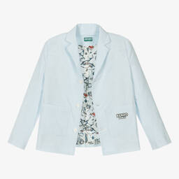 كينزو كيدز-جاكيت بلايزر مزيج قطن مقلم لون عاجي للمراهقين | Childrensalon Outlet