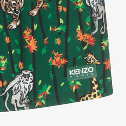 KENZO KIDS-Teen Boys Green Bamboo Print Swim Shorts | Childrensalon Outlet