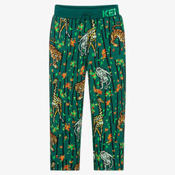 KENZO KIDS-Teen Boys Green Bamboo Print Trousers | Childrensalon Outlet