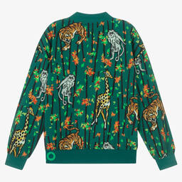 KENZO KIDS-توب بسحّاب تينز ولادي قطن جيرسي لون أخضر داكن | Childrensalon Outlet