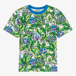 KENZO KIDS-Teen Boys Green Cotton Flower T-Shirt | Childrensalon Outlet