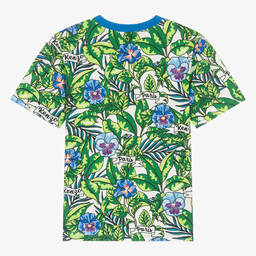 KENZO KIDS-Teen Boys Green Cotton Flower T-Shirt | Childrensalon Outlet
