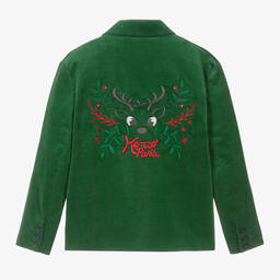 KENZO KIDS-جاكيت بلايزر تينز ولادي قطن لون أخضر | Childrensalon Outlet