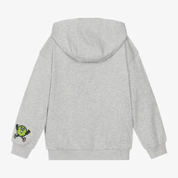 KENZO KIDS-توب هودي بسحّاب قطن جيرسي لون رمادي للمراهقين | Childrensalon Outlet
