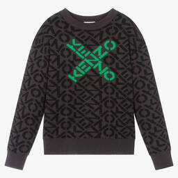 KENZO KIDS-كنزة تينز ولادي مزيج قطن وصوف لون رمادي | Childrensalon Outlet