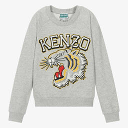 KENZO KIDS-Teen Boys Grey Marl Cotton Sweatshirt | Childrensalon Outlet