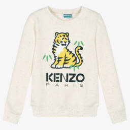KENZO KIDS-Teen Boys Ivory Tiger Sweatshirt | Childrensalon Outlet