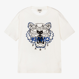 KENZO KIDS-Teen Boys Ivory Tiger T-Shirt | Childrensalon Outlet
