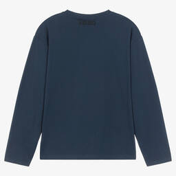 KENZO KIDS-Синий хлопковый топ с цветком | Childrensalon Outlet