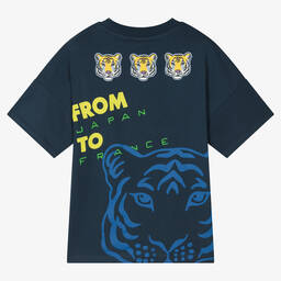 KENZO KIDS-Teen Boys Navy Blue Cotton Logo T-Shirt | Childrensalon Outlet