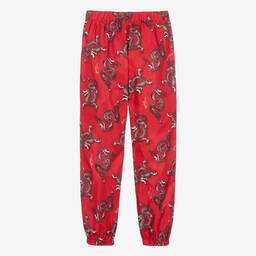 KENZO KIDS-Teen Boys Red Dragon Satin Trousers | Childrensalon Outlet