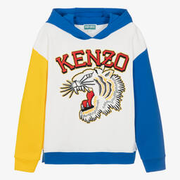 KENZO KIDS-Белая хлопковая худи с цветовыми блоками для мальчиков-подростков | Childrensalon Outlet