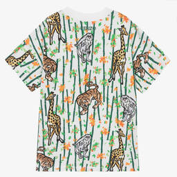 KENZO KIDS-Teen Boys White Cotton Bamboo T-Shirt | Childrensalon Outlet
