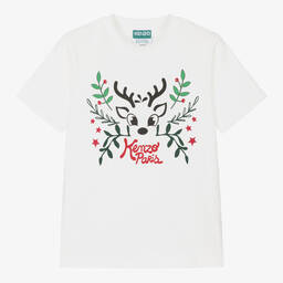 KENZO KIDS-Teen Cotton Festive Reindeer T-Shirt | Childrensalon Outlet