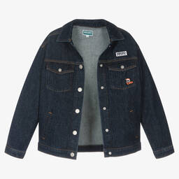 KENZO KIDS-جاكيت تينز قطن دنيم لون أزرق داكن | Childrensalon Outlet