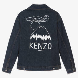 KENZO KIDS-جاكيت تينز قطن دنيم لون أزرق داكن | Childrensalon Outlet