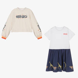 KENZO KIDS-Teen Girls Bamboo Print Dress & Sweatshirt Set | Childrensalon Outlet