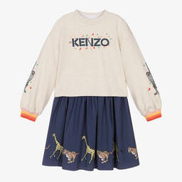 KENZO KIDS-Teen Girls Bamboo Print Dress & Sweatshirt Set | Childrensalon Outlet